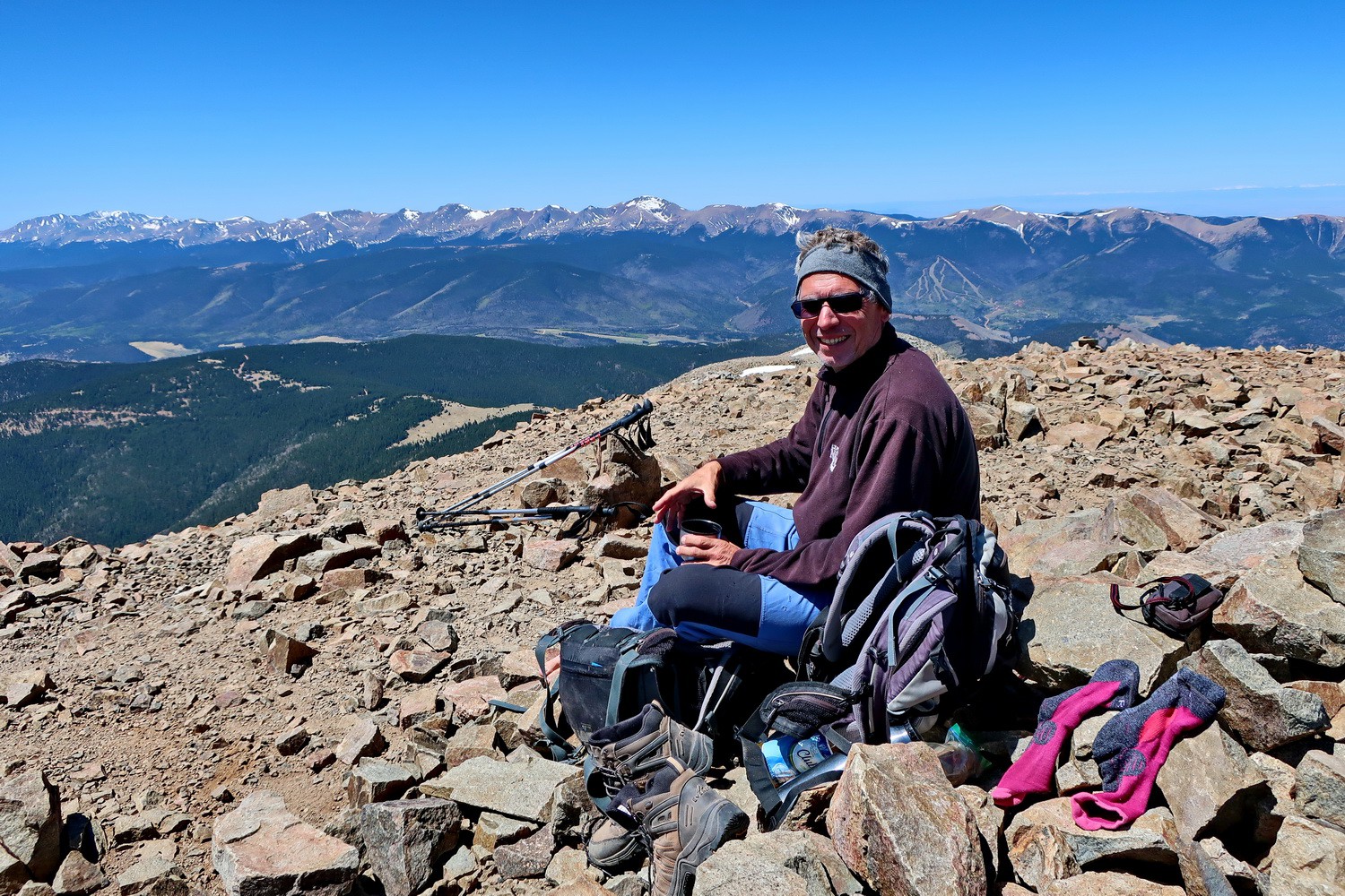 On top of West Spanish Peak which is with 4135 meters sea-level our first 4000er in the Rocky Mountains